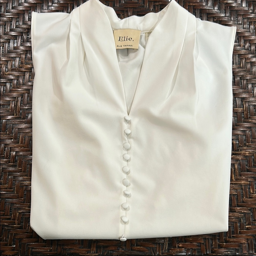 Elle Ivory Blouse with Mandarin Collar.